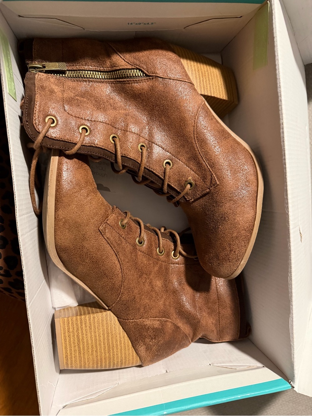 Maurices Brown Lace-Up Block Heel Ankle Boots